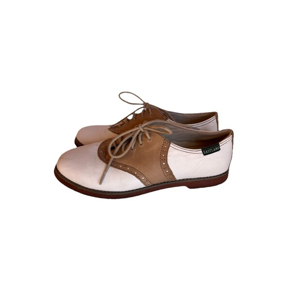 Eastland Saddie Saddle Shoes Women’s Size 6.5 White‎ & Tan Two Tone Leather - Picture 5 of 10